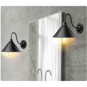 Black Wall Sconce Lighting Two Pack Black Farmhouse Gooseneck Light Fixture
